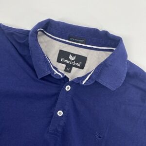 Buttercloth Shirt Mens Medium Blue Polo Icy Cotton Mint Fiber Cool Feel Casual